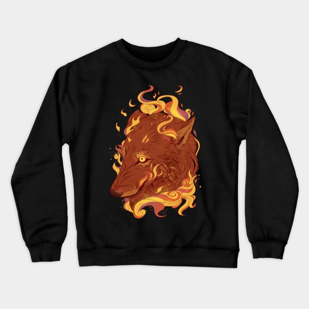 Fire Wolf Crewneck Sweatshirt by RioBurton